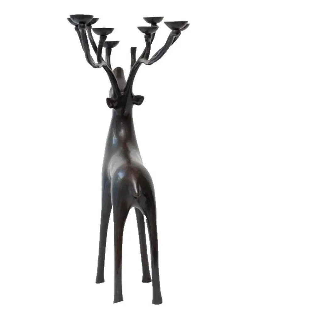 Pottery Barn Black Metal Reindeer Candelabra Candle Holder 20